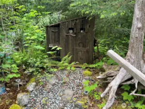 Rustic outbuilding with the owls keeping an eye on you.