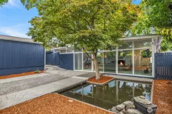 Pond in outdoor courtyard area