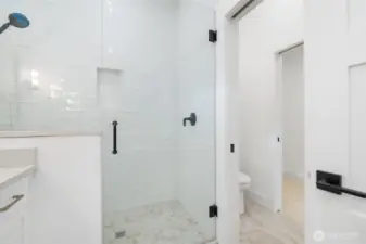 Lowest level walk in shower.