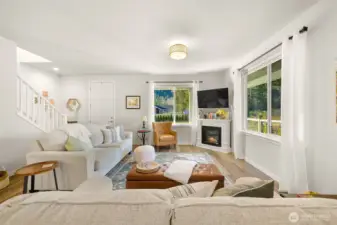 The living room provides ample space for lots of seating.