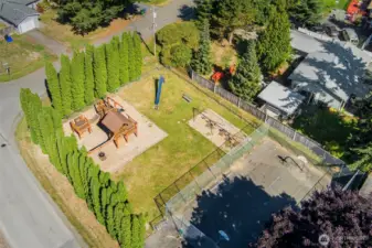 Community sport court and playground.