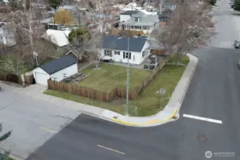 Drone footage of downtown landscape