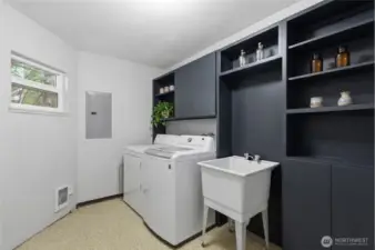 AI image of an updated laundry center in the utility room