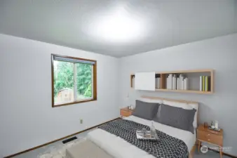 Virtually staged bedroom.