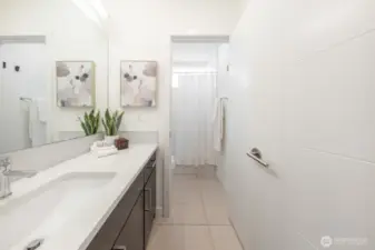Large, full bathroom on the lower-level.