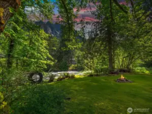 Enjoy peaceful evenings by the river watching the sun go down behind the mountain.