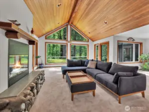 The views are captivating as you enter the home. The beautiful ceilings match the gorgeous views.