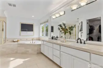 Large 5-piece en suite with large walk-in closet.