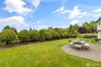 Sprinkler system for easy yard maintenance, plus invisible fence lines for your furry friends.