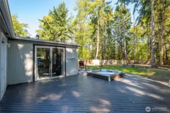 Back deck, jacuzzi, sliding glass doors