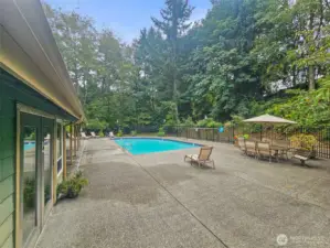 Clubhouse with Pool, Sauna, Exercise Room and Gathering Space.