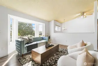 Large bay window lets in lots of light