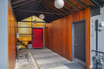 Inviting entryway with classic architectural details.