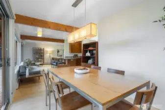 The dining space is ideal for family meals or entertaining.