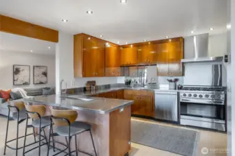 Modern appliances complement classic design.