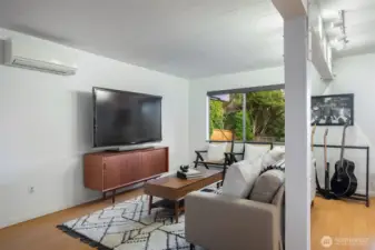 Lower-level area perfect for media or playroom.