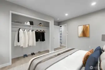 Virtually staged photo 1st guest bedroom.