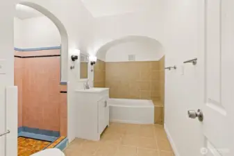 Full bathroom with functional layout.