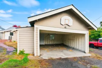 Garage access with walkway.