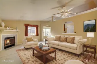 Virtually Staged Family Room.