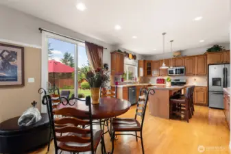 A cozy nook right off the kitchen overlooking the garden.