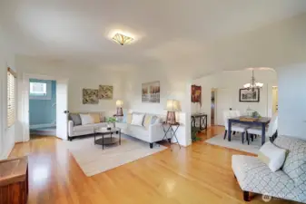 Newly refinished hardwood floors gleam!
