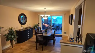 Spacious dining room with amazing views of the Sound and mountains