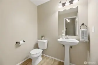 Main level bathroom with pedestal sink