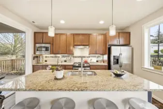 Beautiful kitchen island perfect for additional eating space and entertaining.