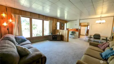 Large open concept living room and dining area.