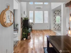 View from formal dining room to formal living room.