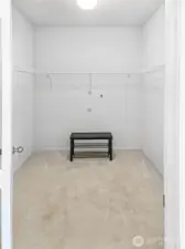 Extra large walk-in closet in the primary bedroom.