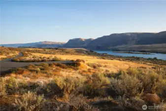 A view upstream and across the Columbia River