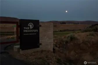Gated community at twilight.