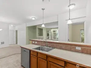 The breakfast bar is great for additional seating or enjoying your morning tea or coffee.