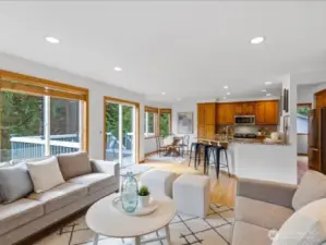 OPEN CONCEPT LIVING AND KITCHEN SPACE