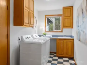 LARGE LAUNDRY ROOM WITH DOOR TO TWO CAR GARAGE GARAGE