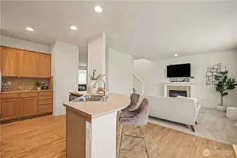 Kitchen flows to an open and inviting great room