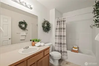 Guest bathroom with new flooring