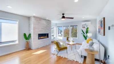 Gas fireplace gives the area a significant boost of warmth and coziness