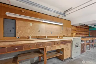 Work benches in garage