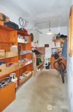 Shop in the garage with built ins.