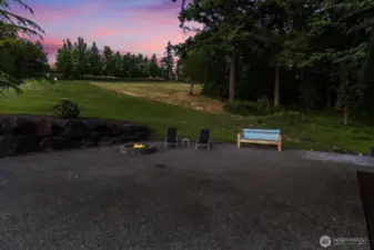 Side yard with fire pit