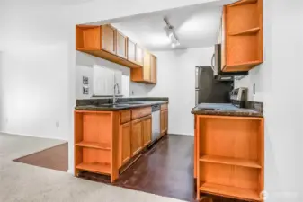Handy pass-through connects the kitchen to the living room.