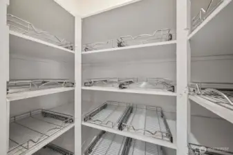 Walk in pantry with pull out drawers. Plenty of room!