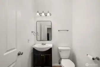 Thee downstairs poder room.