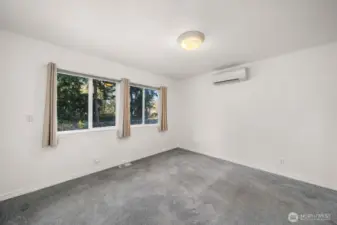 Upstairs bedroom w. mini split for heating and A/C.