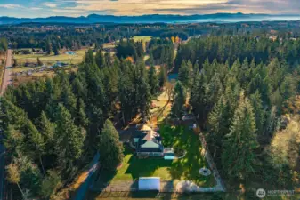 So private and surrounded mostly by trees.