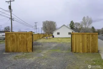 The double gate offers many options including boat and/or RV parking, etc.