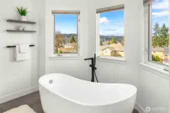 Primary bathroom with separate tub & shower.